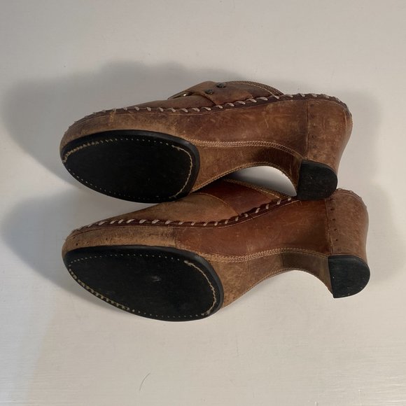 Frye Charlotte Distressed Brown Leather Harness Accent Mules Women Size 9 M - Picture 8 of 9